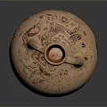 Ancient Ceramic Vase Sculpture Handcrafted with Double Handles Rustic Yellow Surface and Textured Patterns