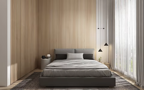 Modern Background Double Bed Master Bedroom Double Bed 3d model