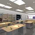 Modern Digital Store Interior Design With Smartphones Display Counters And Brand Posters