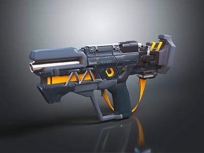 Futuristic Sci Fi Weapon With Black Yellow Color Scheme Glowing Barrel And Geometric Accents 3d model