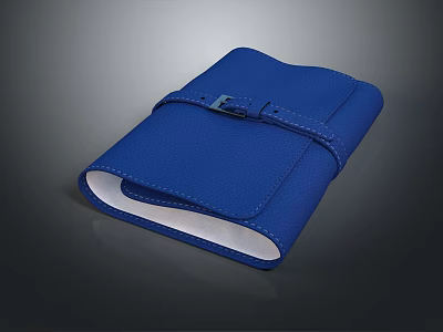 Elegant Blue Leather Notebook With Clasp Closure And White Inner Pages 3d model