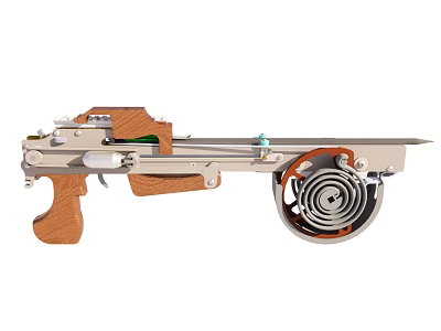 Detailed Mechanical Pistol With Wooden Grip Metal Components And Rotary Cylinder Design 3d model