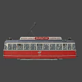 Vintage Red Tram With Manns Scotch Whisky Sign and Number 1432 Exterior