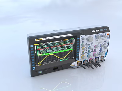 High Precision Industrial Oscilloscope Featuring Display Screen With Waveform Graph Control Knobs And Interface Ports 3d model