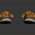 Casual Shoes With Brown Upper Orange Laces And White Rubber Soles