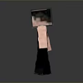 Pixel Art Man with Black Hair and Dark Clothing in Minecraft Block Design