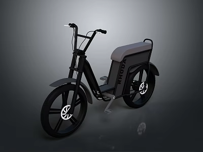 Modern Electric Bicycle With Black Frame Gray Seat And Rear Cargo Rack 3d model