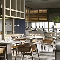 Modern Restaurant Interior With Stylish Tables Comfortable Chairs And Pendant Lighting Fixtures