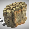 Natural Rock Specimen With Rough Surface And Measuring Scale 3d model