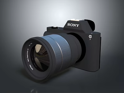 Sony Alpha Series Digital Camera With Black Body And Large Lens 3d model
