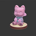 Adorable Decorative Furniture With Pink Cat Design Blue Outfit And Brown Beige Base
