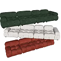 Green Velvet Modular Sofa With Plush Cushions Rounded Arms And Metal Accents