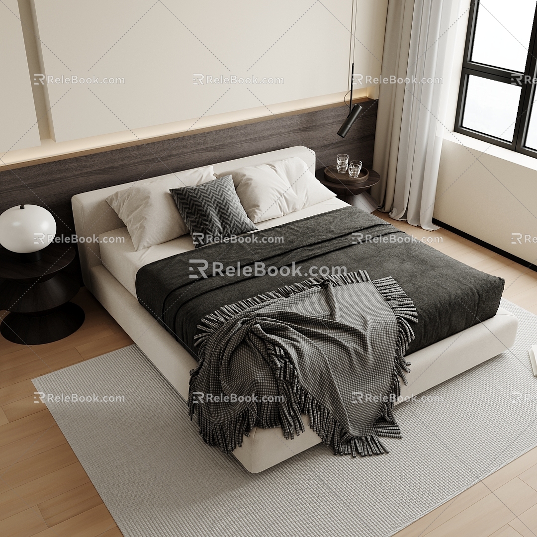 Bed Fabric Bed Double Bed 3d model