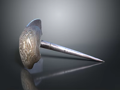 Silver Vintage Hair Accessory With Intricate Carved Patterns For Traditional Clothing 3d model
