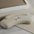 Modern Double Bed With Beige Headboard White Sheets Brown Blanket And Wooden Bedside Table