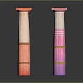 Colorful Columns Featuring Colored Square Tops Brown Rings Gradient Colors Against Dark Background With Reflections