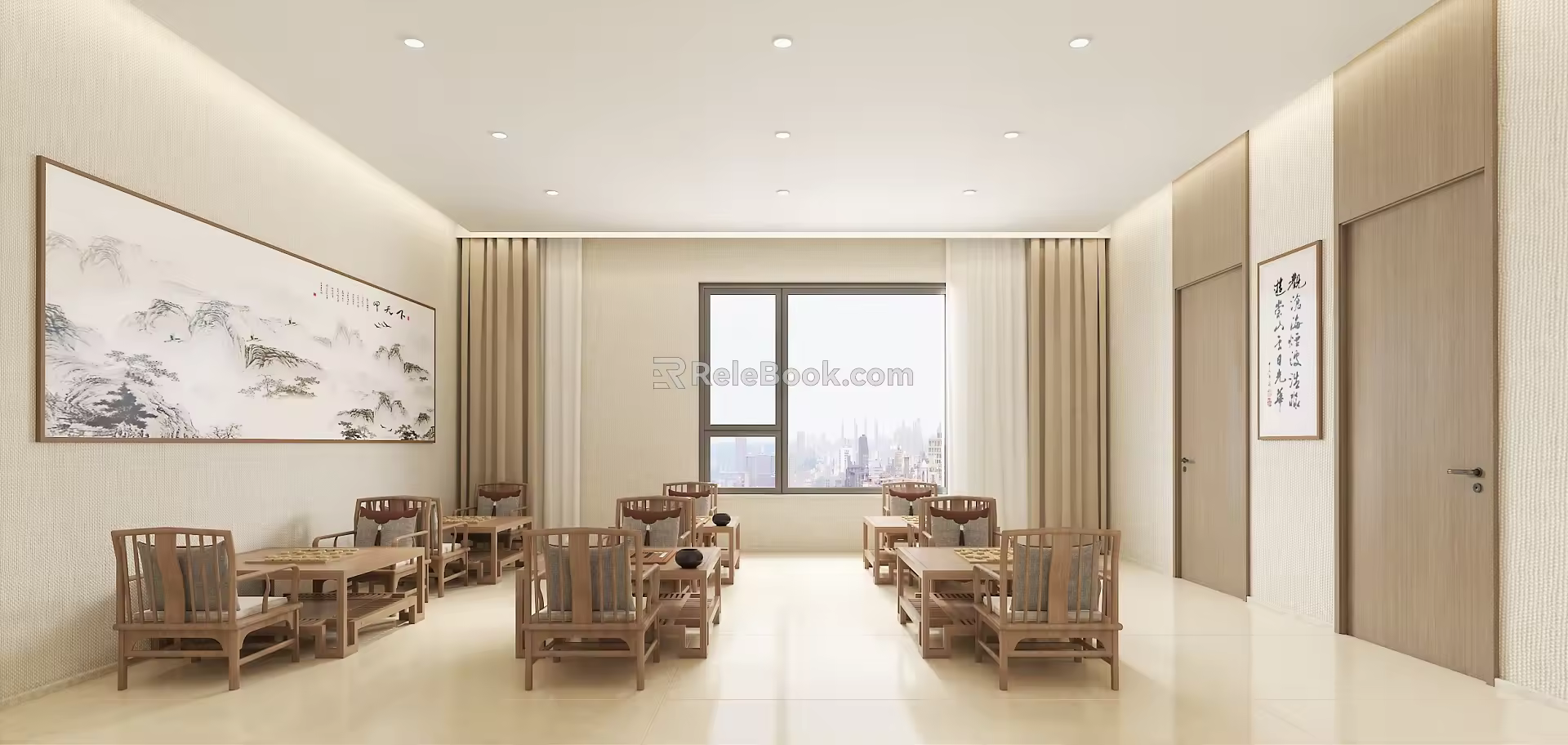Chess and card room Chinese Gobang Go 3d model