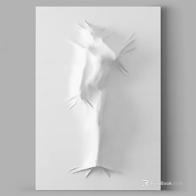 Abstract Painting With White Background And 3D Sculptural Human Figure Design 3d model 