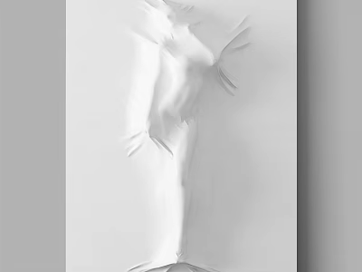 Abstract Painting With White Background And 3D Sculptural Human Figure Design 3d model