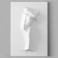 Abstract Painting With White Background And 3D Sculptural Human Figure Design