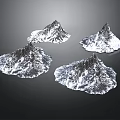 Silver Mountain Shaped Decorative Models With Textured Surfaces Against Black Background
