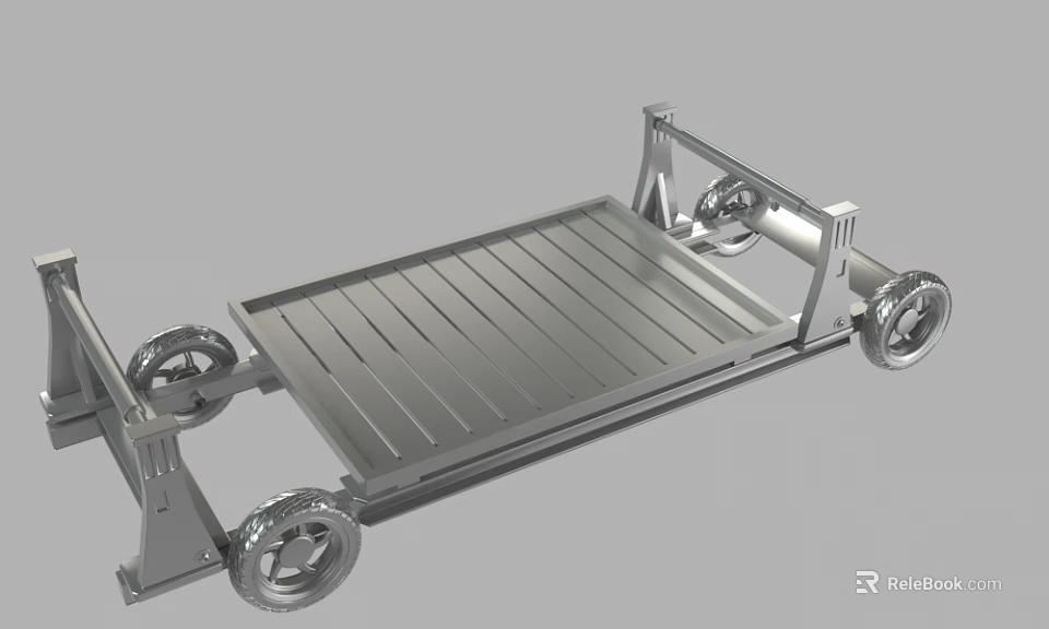 Industrial Equipment Heavy Duty Metal Platform Cart With Sturdy Frame And Wheels 3d model 