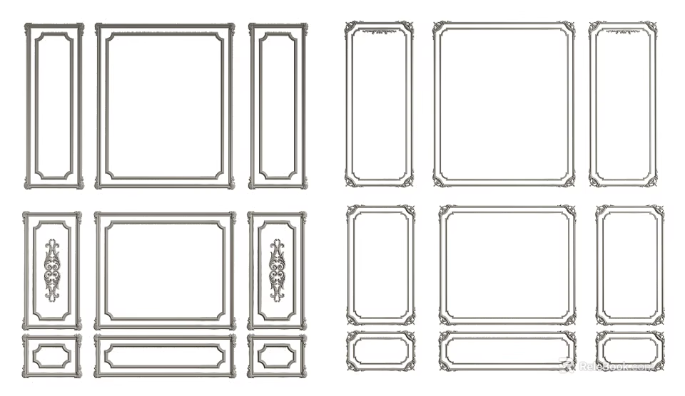 Various Decorative Coving Patterns With Intricate Designs For Home Interiors 3d model
