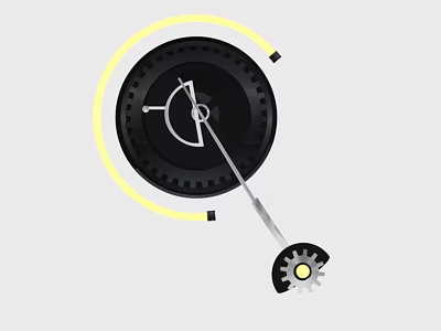 Modern Mechanical Black Circular Wall Decor With Yellow Ring And Gear 3d model
