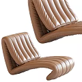 Modern Brown Leather Chaise Lounge With Pleated Design And Comfortable Structure 3d model