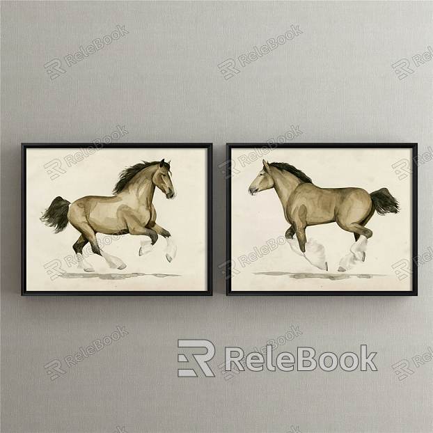 Modern Animal Painting Simple Brown Living Room Animal Horse Decorative Painting model