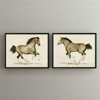 Modern Animal Painting Simple Brown Living Room Animal Horse Decorative Painting 3d model