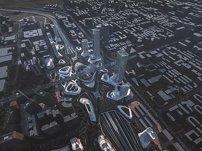 Aerial Planning of Modern Urban Layout With Skyscrapers and Road Networks 3d model