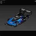 Blue Volkswagen R Race Car With Aerodynamic Design And Rear Wing