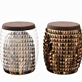 Transparent And Gold Stools With Diamond Pattern And Brown Top Design 3d model