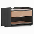 Sleek Modern Nightstand With Black Frame Light Gray Drawer Metal Handle And Open Shelf