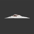 Garden Landscape Showcasing Snow Mountain Model With White And Red Texture On Square Board