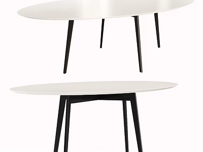 Elegant Modern Coffee Table With White Tabletop And Black Legs Design 3d model
