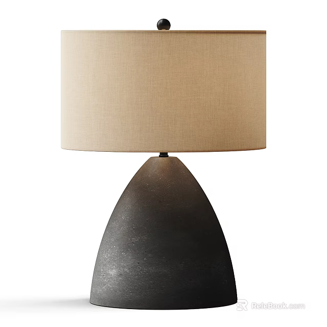 Modern Table Lamp With Linen Shade And Metallic Cone Base Design 3d model 