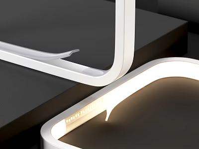 Modern LED Ceiling Light With White Frame Sleek Design Illuminated Strip 3d model