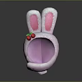 Cute Pink Rabbit Ear Shaped Hat With Red Cherry Decoration For Kids