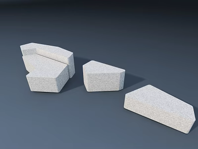 Gray Stone Modular Outdoor Chair With Geometric Shapes For Garden Patio 3d model