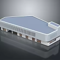 Modern Sleek Residential Building with Flat Roof White Exterior Louvered Panels and Windows