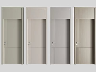 Modern Minimalist Flush Doors in Neutral Tones for Home Interior Design 3d model