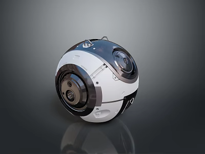 Modern Black And White Spherical Smart Device With Camera And Compact Design 3d model