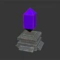 Glowing Purple Geometric Crystal Perched On Weathered Stone Pedestal