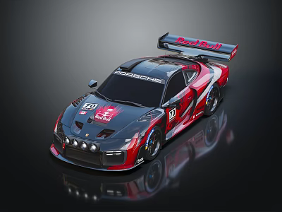 Donkervoort Race Car With Red And Black Livery Rear Wing Sponsor Logos And Racing Number 3d model