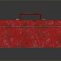 Red Metal Toolbox With Textured Surface And Sturdy Handle For Hardware Storage