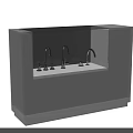Contemporary Display Shelf with Glass Front Blue LED Lighting and Faucet