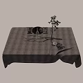Elegant Tableware Set With Bowls Plates Wine Glasses Green Bottle And Decorative Branch