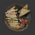 Creamy Omelette With White Sauce Served On Rustic Plate Alongside Crispy Bacon And Toasted Bread